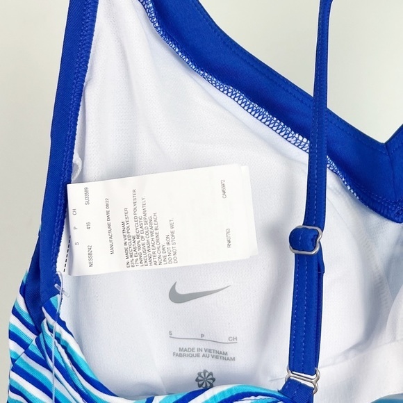 NWT Nike Hyper Royal Micro Stripe V-Neck Tankini Swim Top - Picture 5 of 6